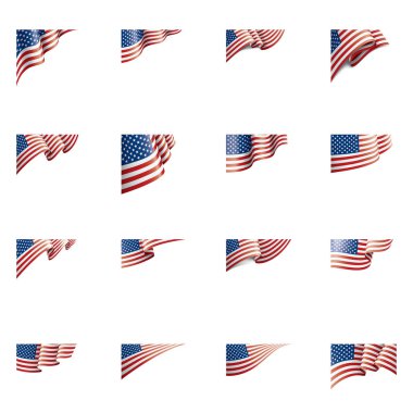 Beyaz arka planda ABD bayrağı, vektör illüstrasyonu