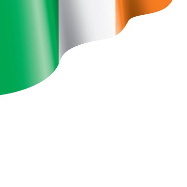 İrlanda bayrağı, beyaz arkaplanda vektör illüstrasyonu