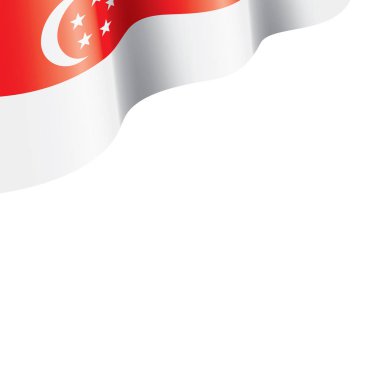 Singapur bayrağı, beyaz arkaplanda vektör illüstrasyonu.