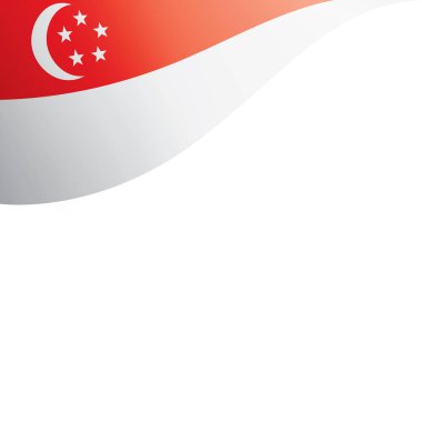 Singapur bayrağı, beyaz arkaplanda vektör illüstrasyonu.