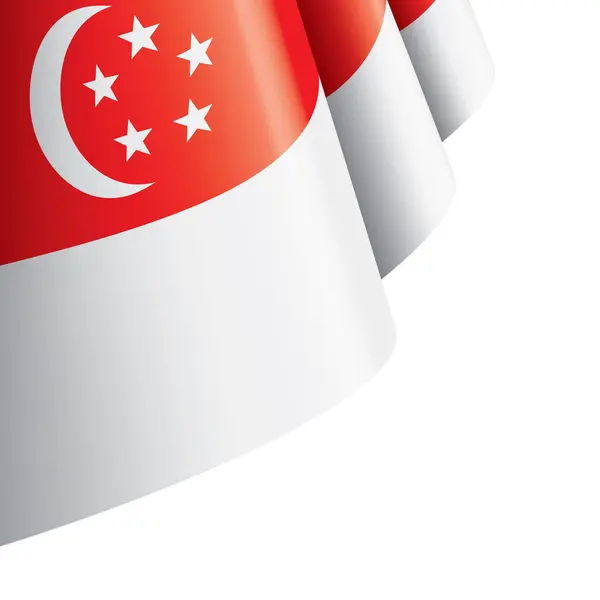 Bandeira de Singapura, ilustração vetorial sobre um fundo branco. —  Vetores de Stock