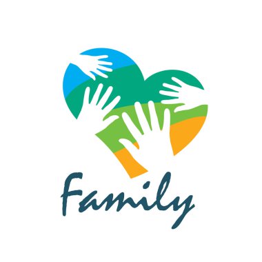 Eller şeklinde aile ikonu. Vektör illüstrasyonu