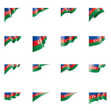 Azerbaycan bayrağı, beyaz arkaplanda vektör illüstrasyonu