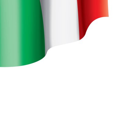 İtalya bayrağı, beyaz arkaplanda vektör illüstrasyonu.