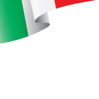 İtalya bayrağı, beyaz arkaplanda vektör illüstrasyonu.