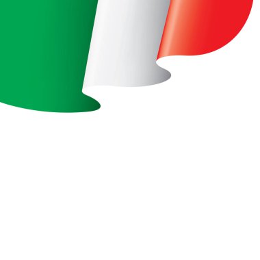 İtalya bayrağı, beyaz arkaplanda vektör illüstrasyonu.