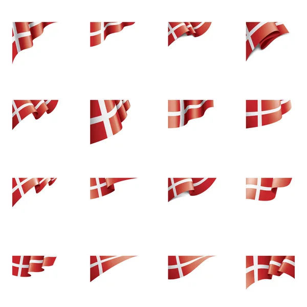Danmark flagga, vektorillustration på vit bakgrund — Stock vektor