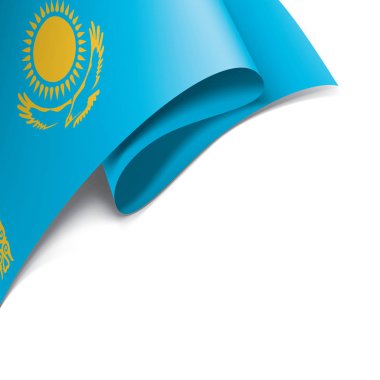 Kazakistan bayrağı, beyaz arkaplanda vektör illüstrasyonu