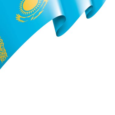 Kazakistan bayrağı, beyaz arkaplanda vektör illüstrasyonu