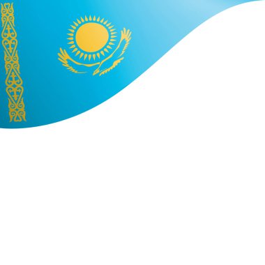 Kazakistan bayrağı, beyaz arkaplanda vektör illüstrasyonu