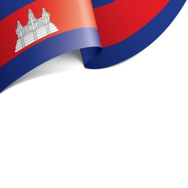 Kamboçya bayrağı, beyaz bir arka plan üzerinde vektör çizim