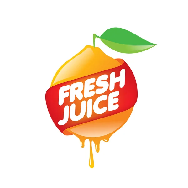 Logotyp för färsk juice. Vektorillustration på vit bakgrund. — Stock vektor