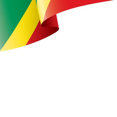 Beyaz arkaplanda Kongo bayrağı, vektör illüstrasyonu