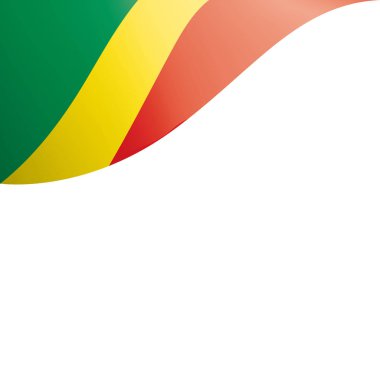 Beyaz arkaplanda Kongo bayrağı, vektör illüstrasyonu