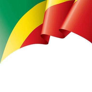 Beyaz arkaplanda Kongo bayrağı, vektör illüstrasyonu