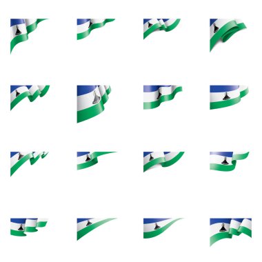 Lesoto bayrağı, beyaz bir arka plan üzerinde vektör çizim