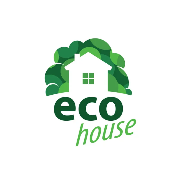 Eco house sign. Illustrazione vettoriale su sfondo bianco — Vettoriale Stock