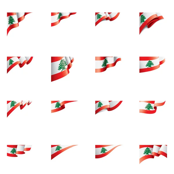 黎巴嫩国旗, 在白色背景上的矢量插图 — 图库矢量图片