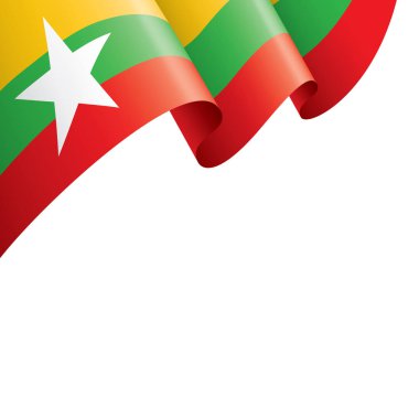 Myanmar bayrağı, beyaz bir arka plan üzerinde vektör çizim