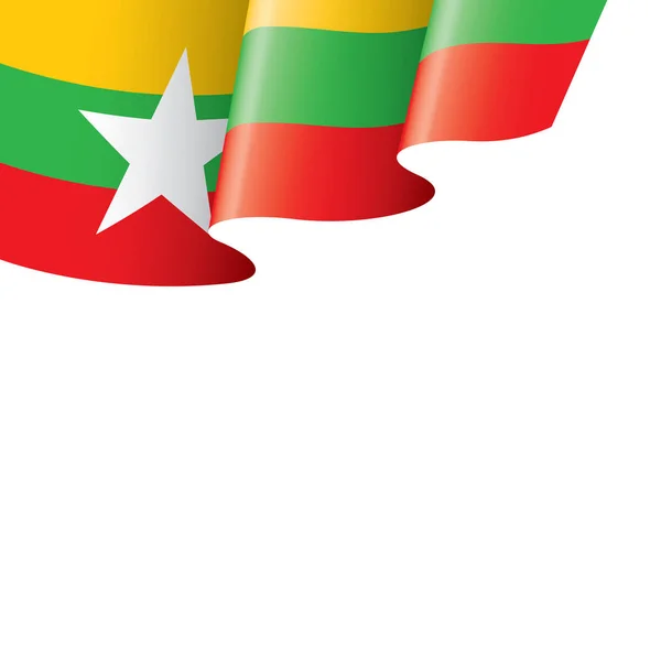Vlajka Barmy, vektorové ilustrace na bílém pozadí — Stockový vektor