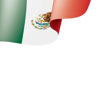 Meksika Ulusal bayrak, beyaz bir arka plan üzerinde vektör çizim