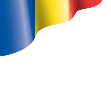 Beyaz arka planda Romanya bayrağı ve vektör illüstrasyonu