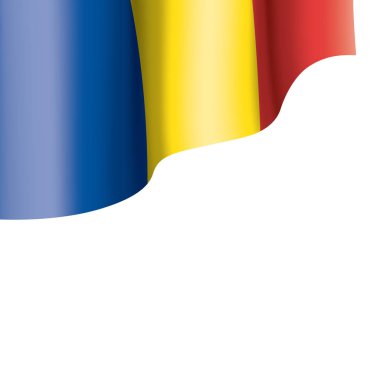 Beyaz arka planda Romanya bayrağı ve vektör illüstrasyonu