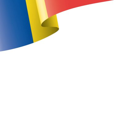 Beyaz arka planda Romanya bayrağı ve vektör illüstrasyonu