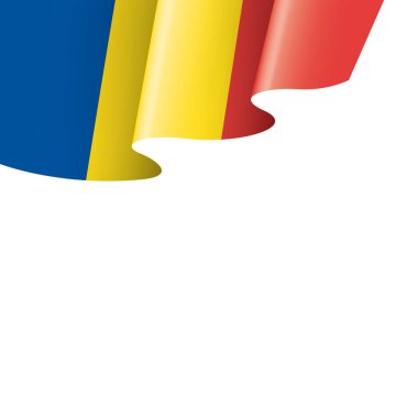 Beyaz arka planda Romanya bayrağı ve vektör illüstrasyonu