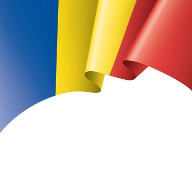 Beyaz arka planda Romanya bayrağı ve vektör illüstrasyonu