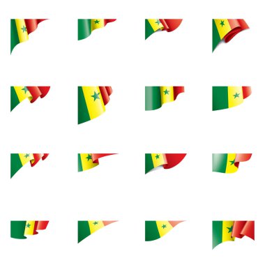 Senegal bayrağı, beyaz arkaplanda vektör çizimi