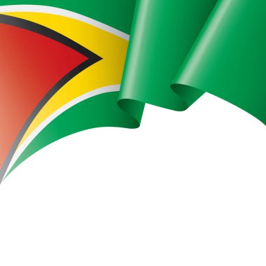 Guyana bayrağı, beyaz arkaplanda vektör illüstrasyonu