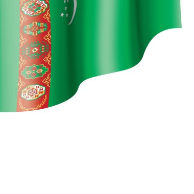 Türkmenistan ulusal bayrak, beyaz bir arka plan üzerinde vektör çizim