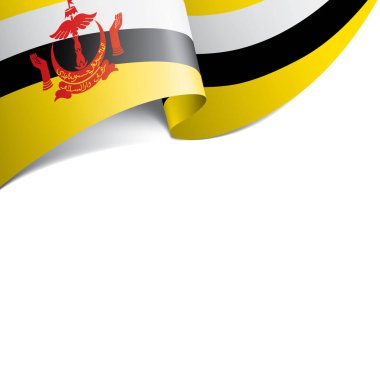 Brunei bayrağı, beyaz arkaplanda vektör illüstrasyonu
