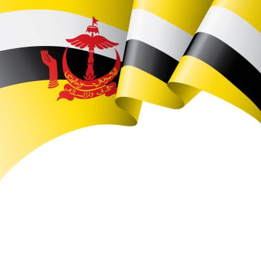 Brunei bayrağı, beyaz arkaplanda vektör illüstrasyonu