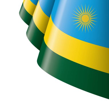 Ruanda bayrağı, beyaz arkaplanda vektör illüstrasyonu