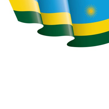 Ruanda bayrağı, beyaz arkaplanda vektör illüstrasyonu