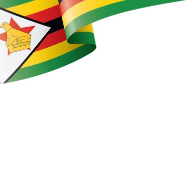 Zimbabwe bayrağı, beyaz arkaplanda vektör illüstrasyonu