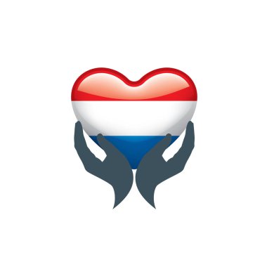 Beyaz arkaplanda Hollanda bayrağı, vektör illüstrasyonu