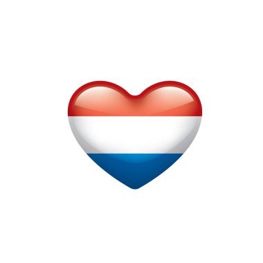 Beyaz arkaplanda Hollanda bayrağı, vektör illüstrasyonu