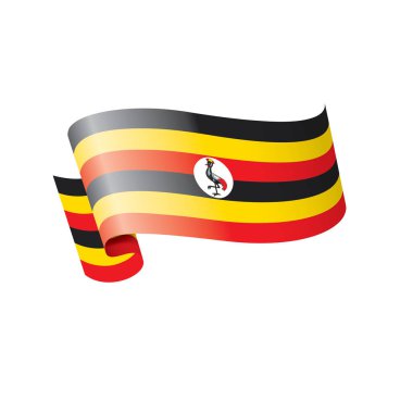 Uganda bayrağı, beyaz arkaplanda vektör illüstrasyonu