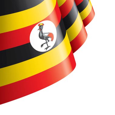 Uganda bayrağı, beyaz arkaplanda vektör illüstrasyonu