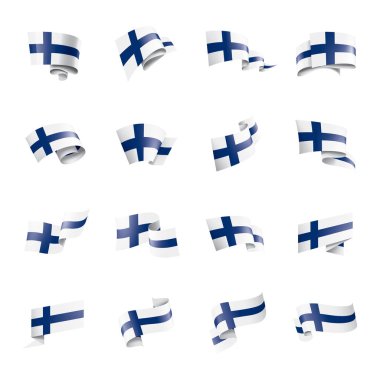 Finlandiya bayrağı, beyaz bir arka plan üzerinde vektör çizim