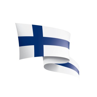 Finlandiya bayrağı, beyaz bir arka plan üzerinde vektör çizim