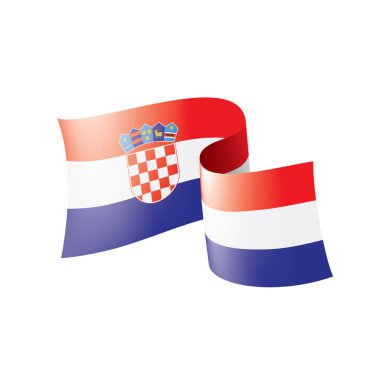 Hırvatistan bayrağı, beyaz bir arka plan üzerinde vektör çizim