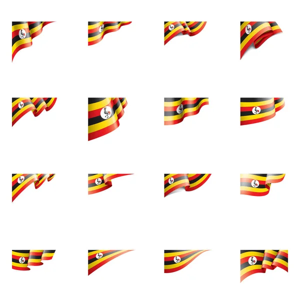 Uganda-Flagge, Vektorabbildung auf weißem Hintergrund — Stockvektor