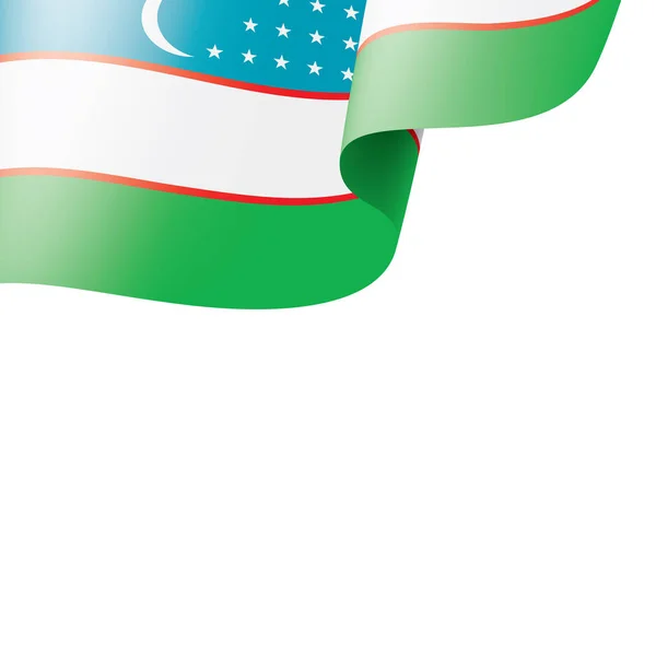 Özbekistan bayrağı ve beyaz arkaplan üzerindeki vektör illüstrasyonu — Stok Vektör