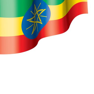 Etiyopya bayrağı, beyaz arkaplanda vektör illüstrasyonu