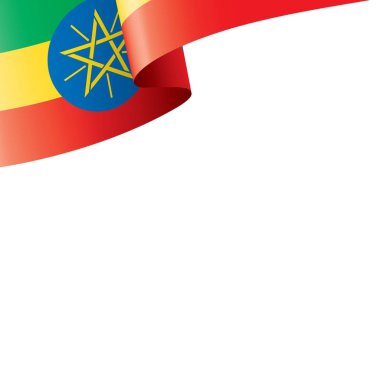 Etiyopya bayrağı, beyaz arkaplanda vektör illüstrasyonu