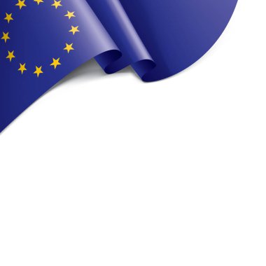 Beyaz arka planda Avrupa Birliği bayrağı ve vektör illüstrasyonu